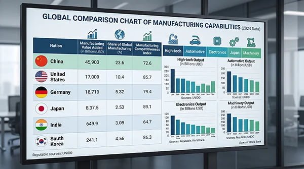 comparison chart of manufacturing capabilities across countries